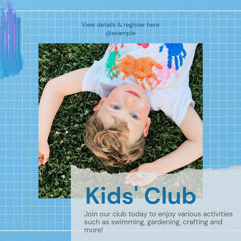 Kids' club Instagram post template, editable design