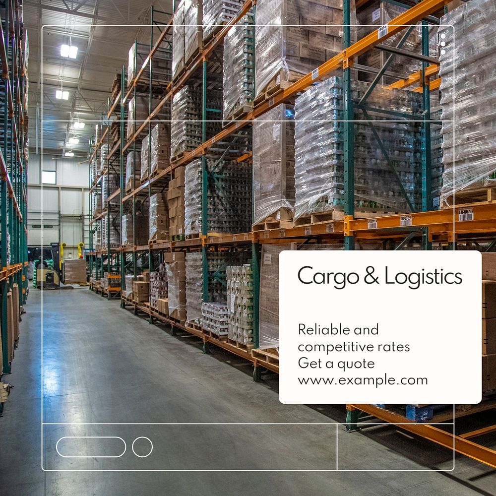 Cargo & logistics Instagram post template, editable text