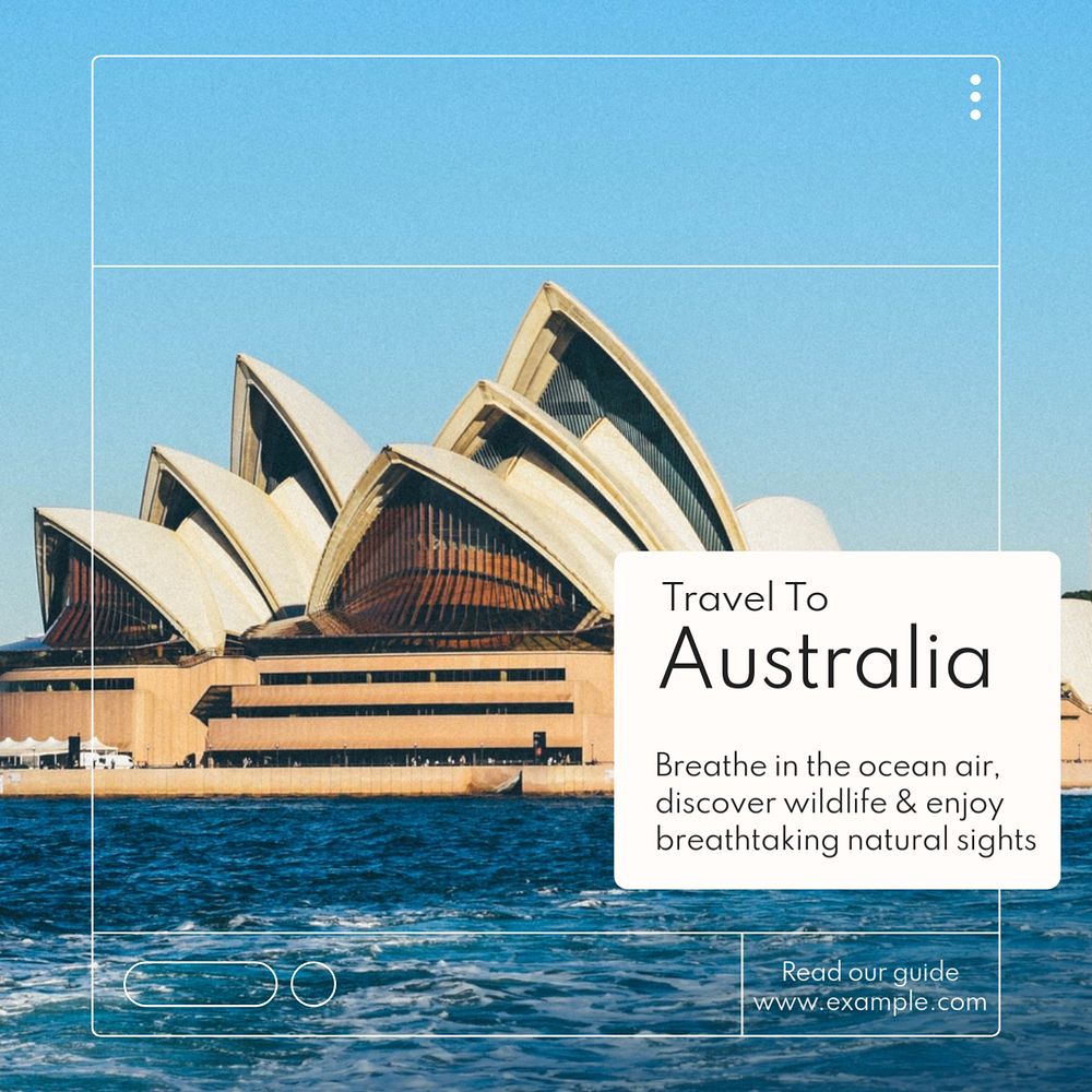 Australia travel Instagram post template, editable text