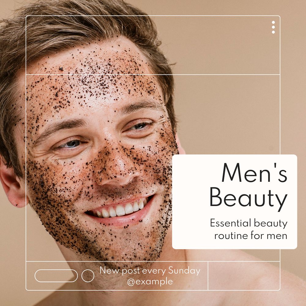 Men's beauty Instagram post template, editable text