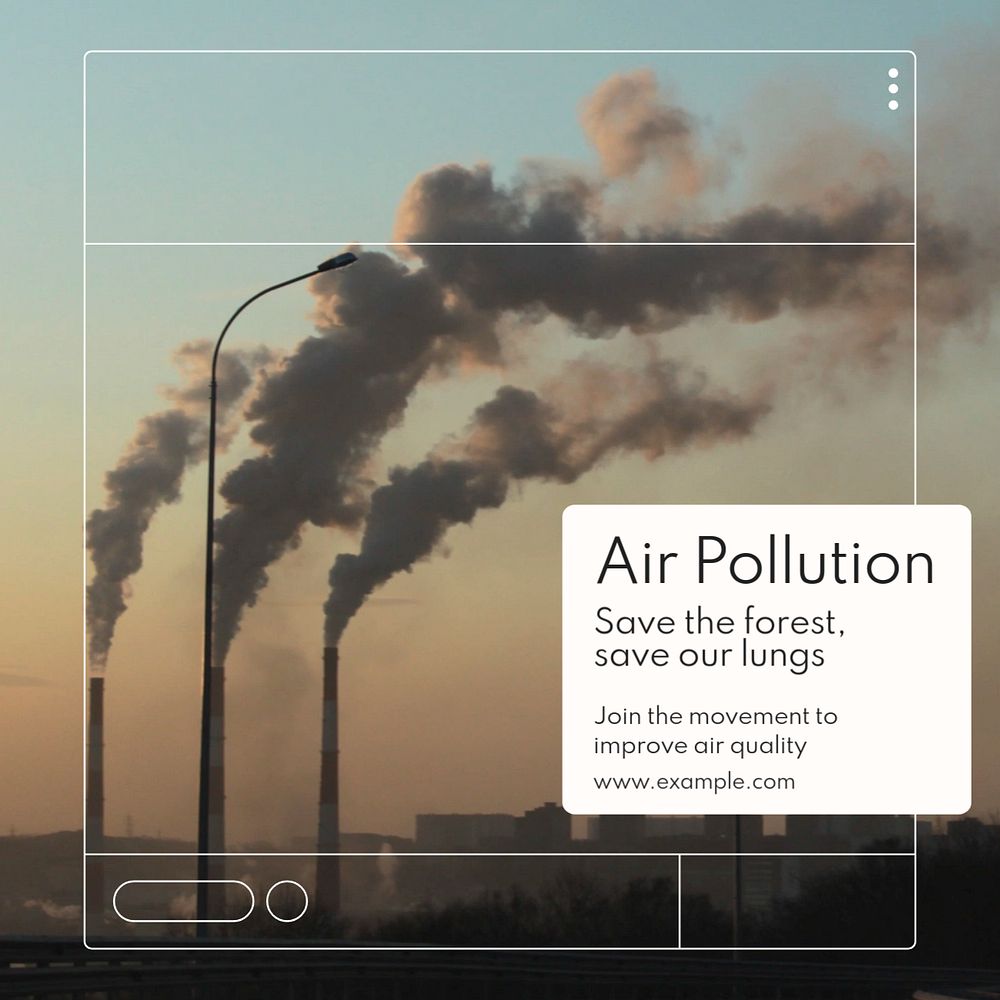 Air pollution Instagram post template, editable text