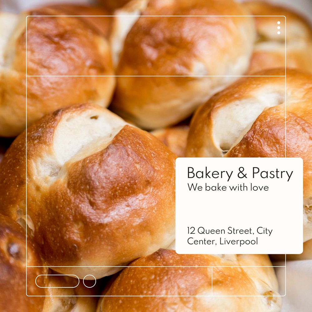 Bakery & pastry Instagram post template, editable text