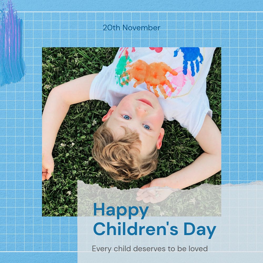 Children's day Instagram post template, editable design