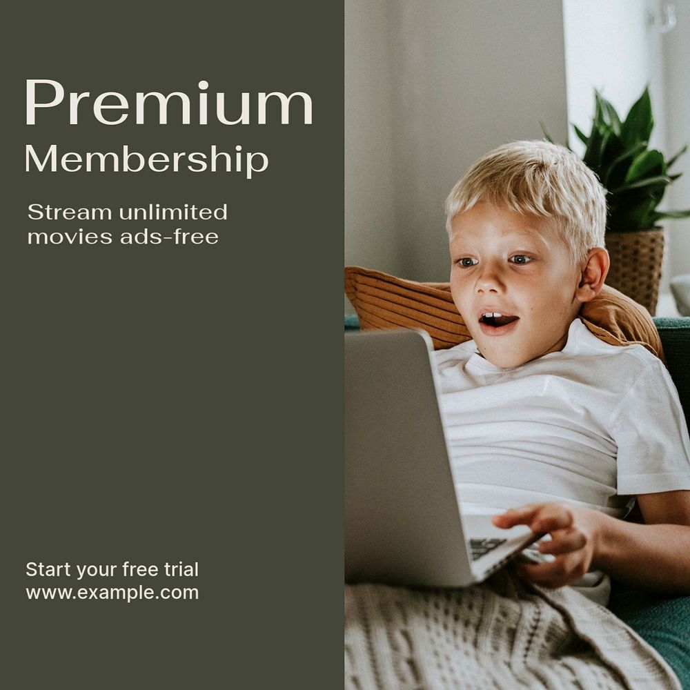 Premium membership Instagram post template, editable text