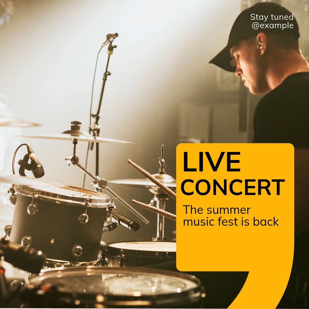 Live concert Instagram post template, editable text