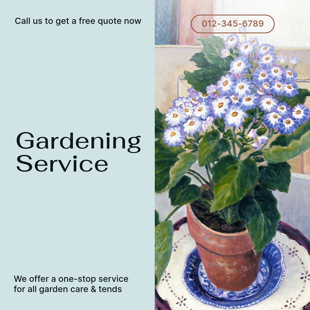 Gardening service Instagram post template, editable text