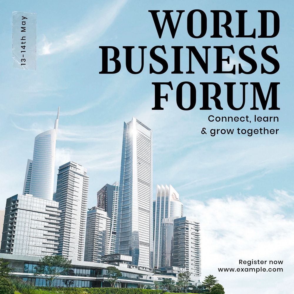 World business forum social post template, editable design for Instagram