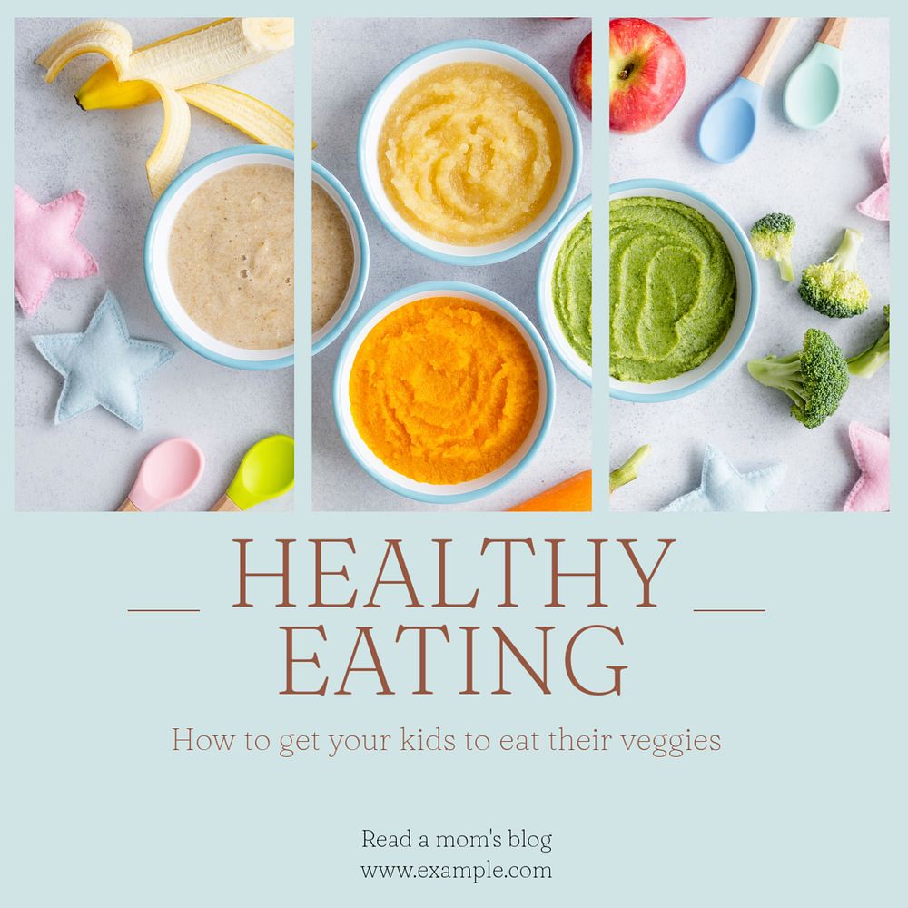 Healthy eating Instagram post template, editable text