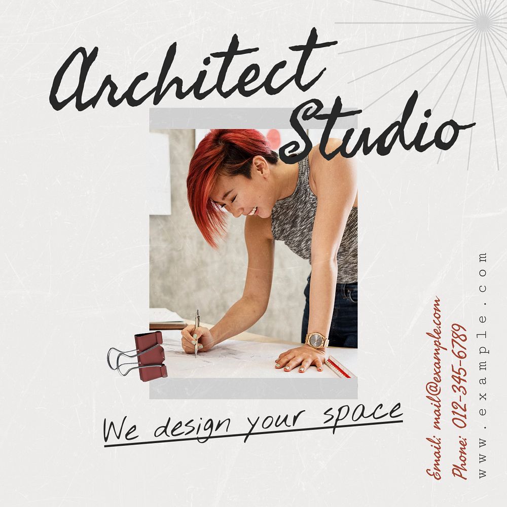 Architect studio Instagram post template, editable text