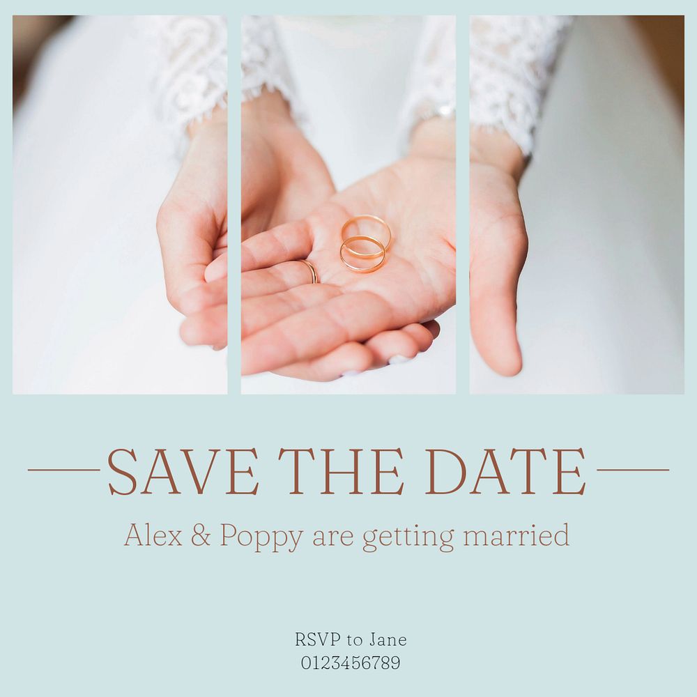 Save the date Instagram post template, editable text