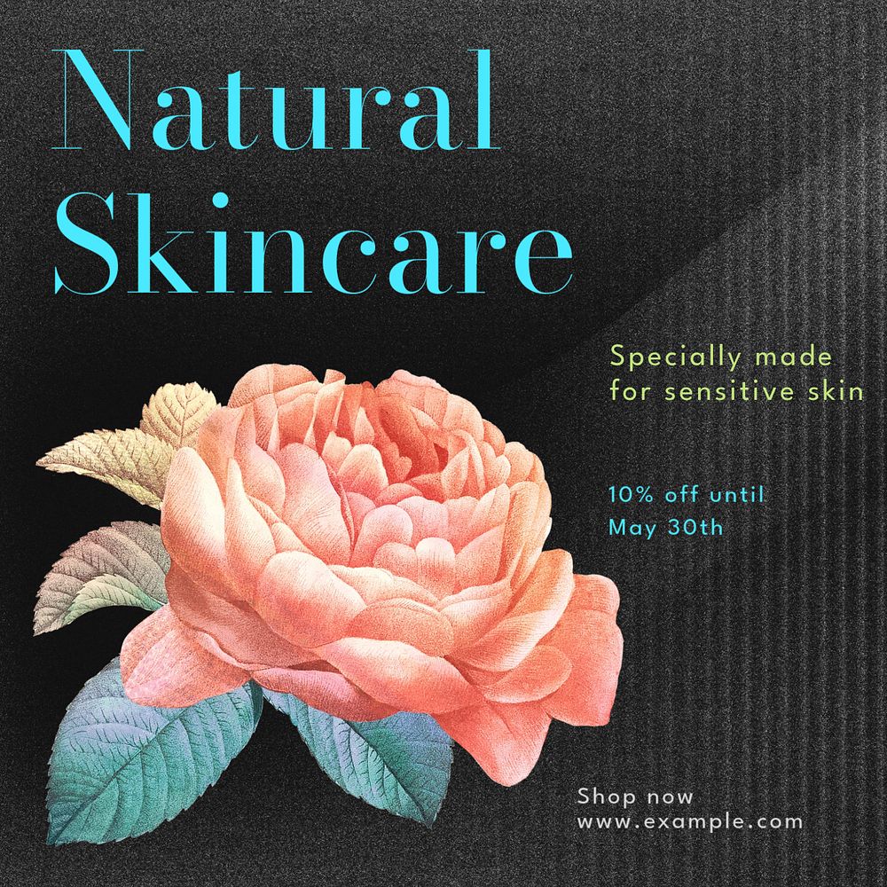 Natural skincare Instagram post template, editable text