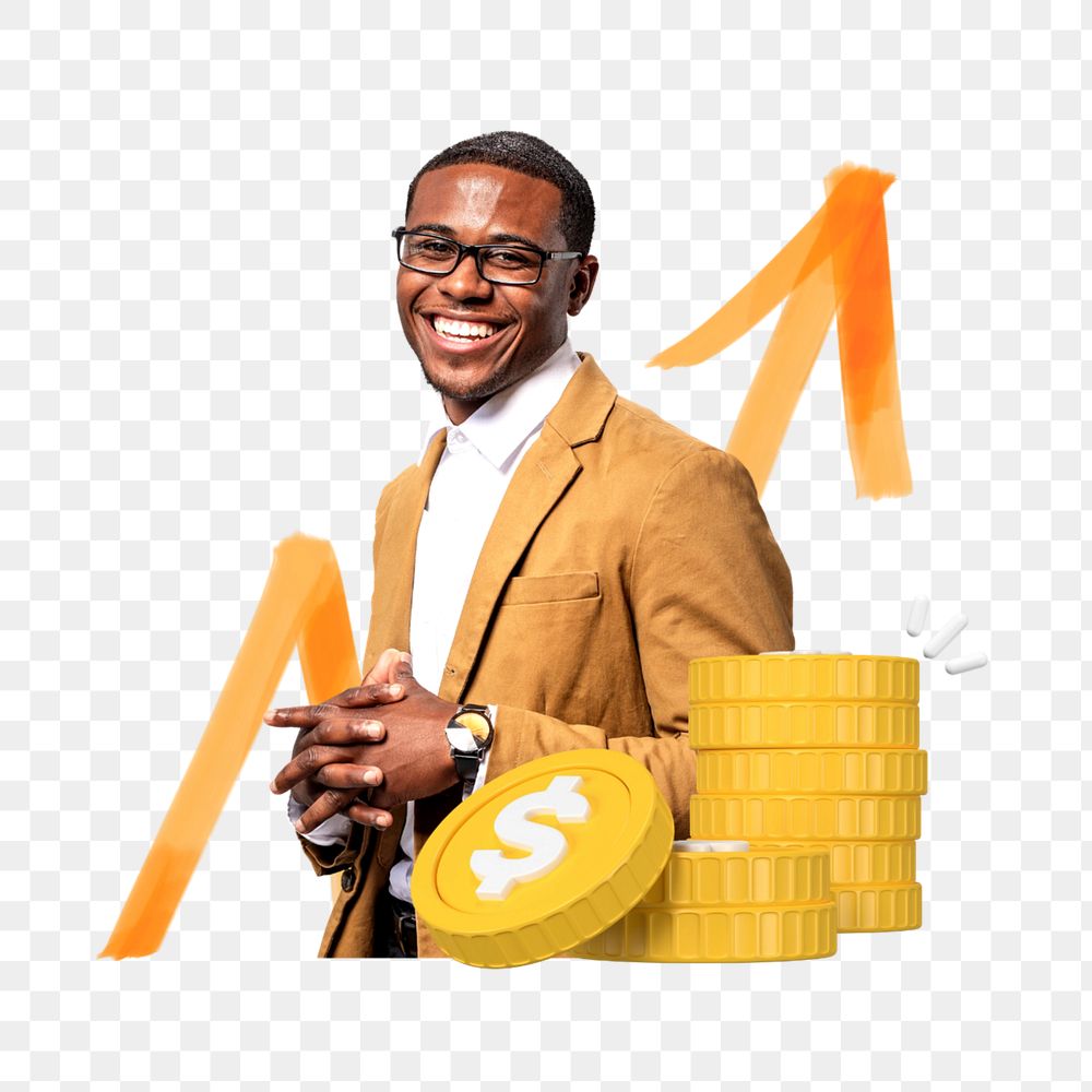 Increase investment profit png, transparent background