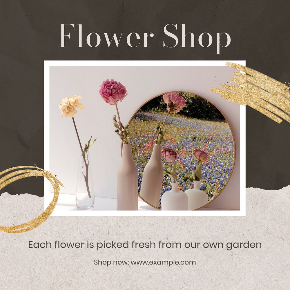 Flower shop Instagram post template, editable design