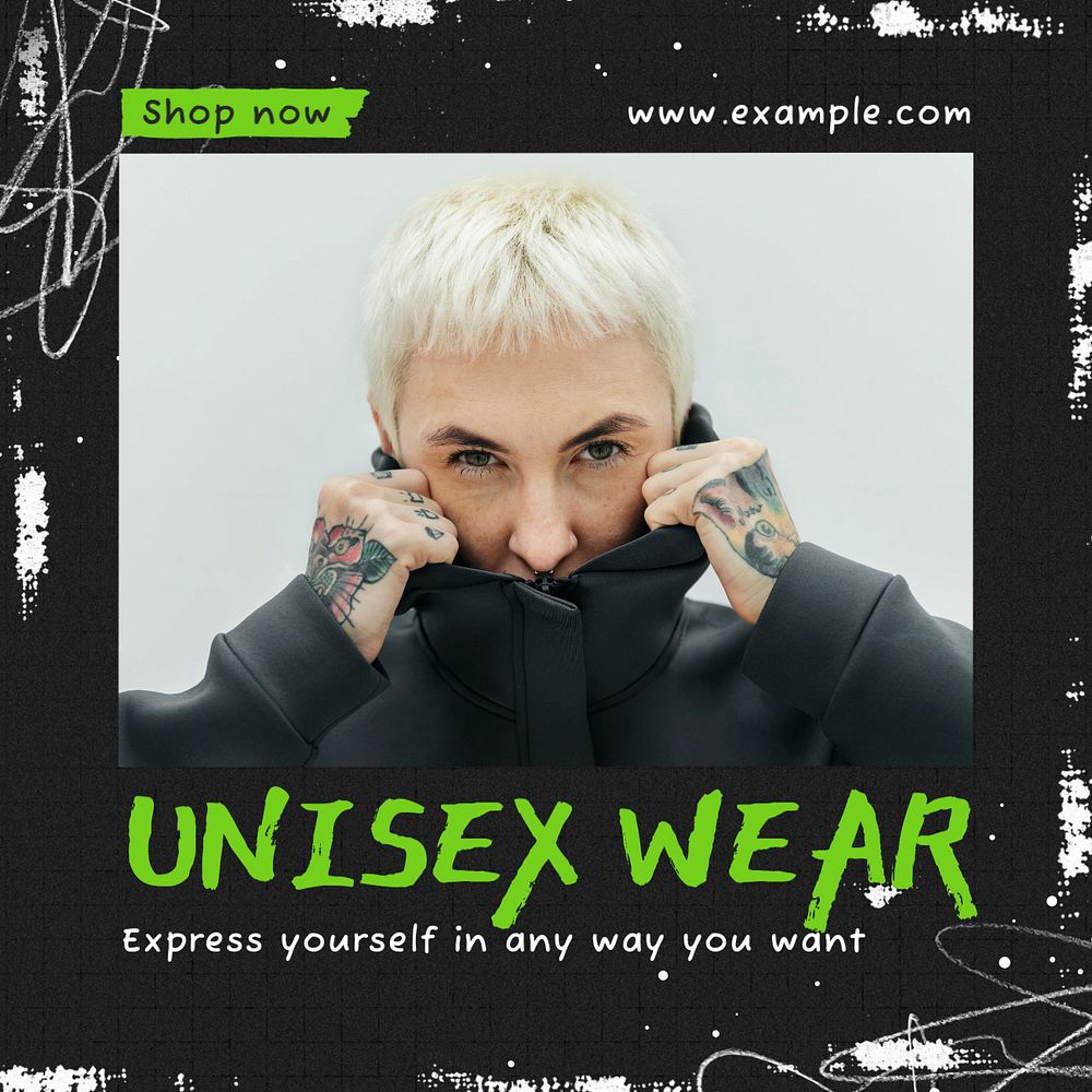 Unisex fashion Instagram post template, editable design