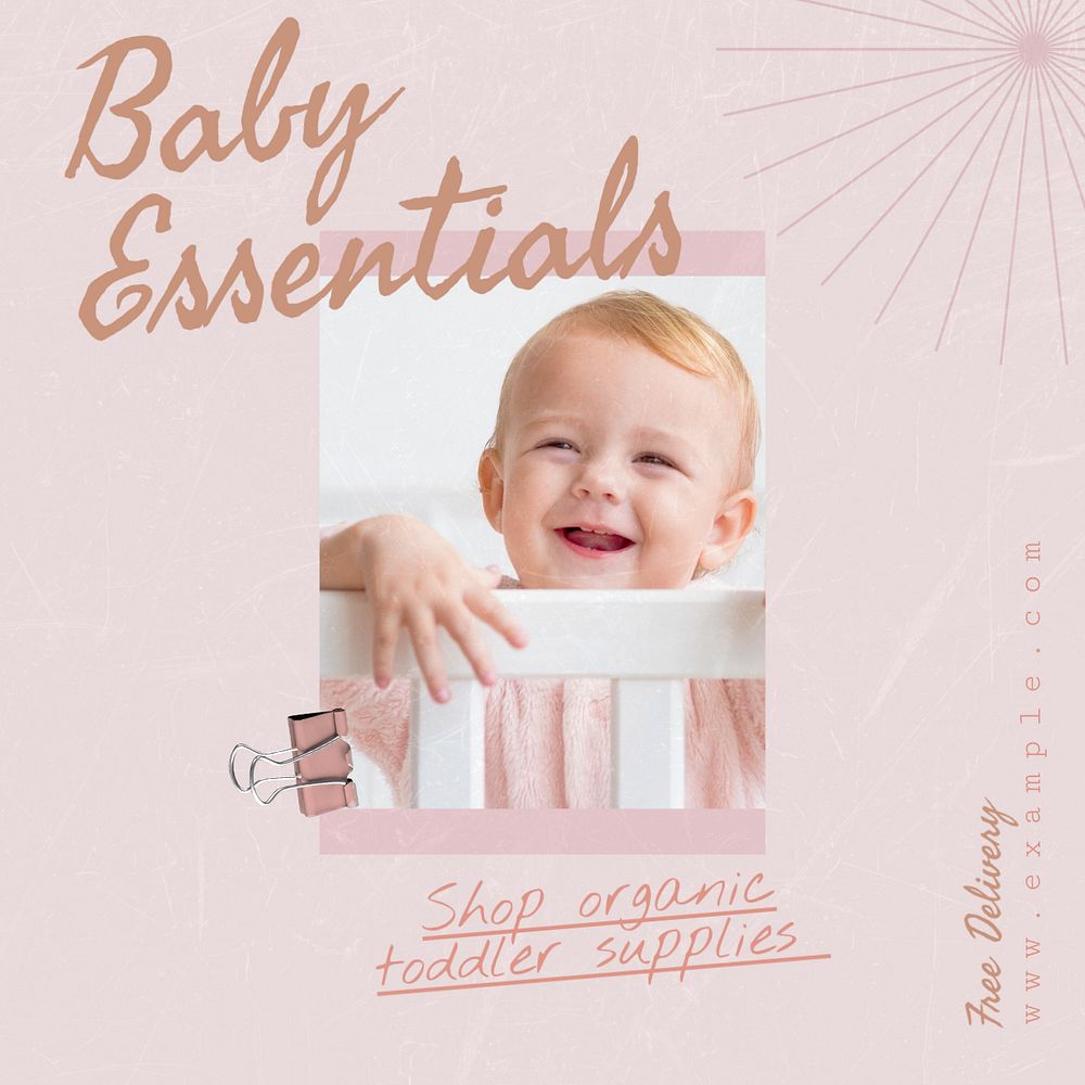 Baby essentials Instagram post template, editable design