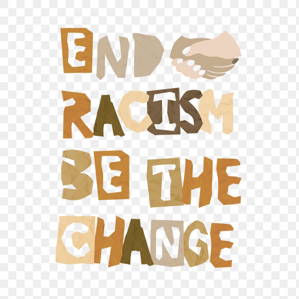 End racism png editable word, social movement transparent background