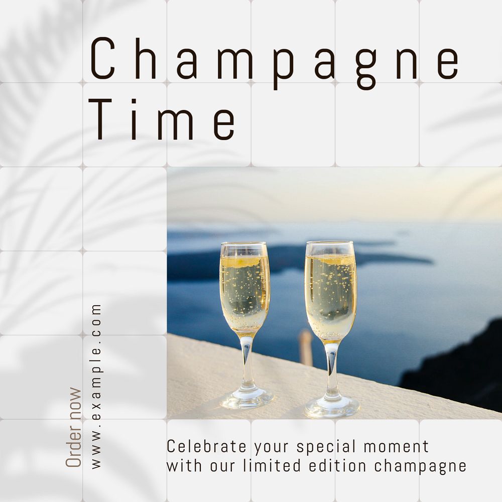 Champagne time Instagram post template, editable text