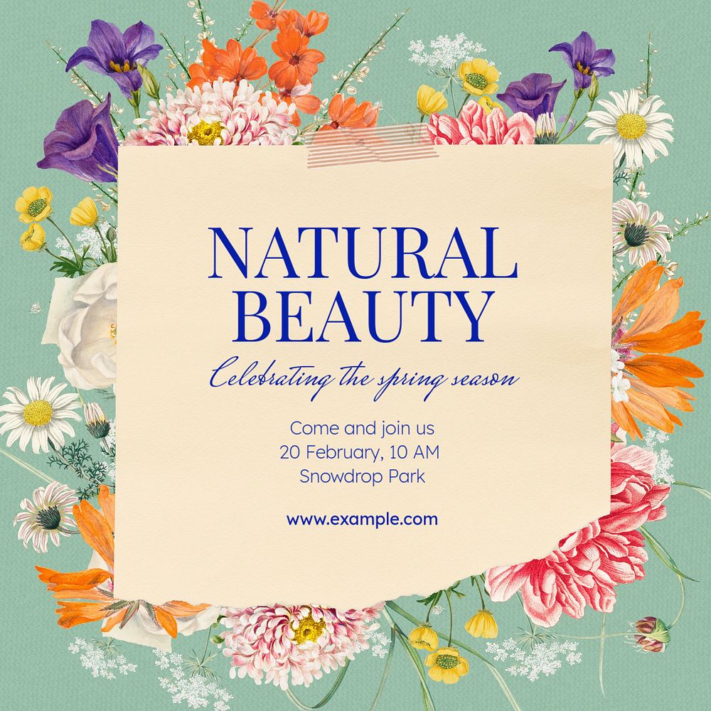 Natural beauty Instagram post template, editable text