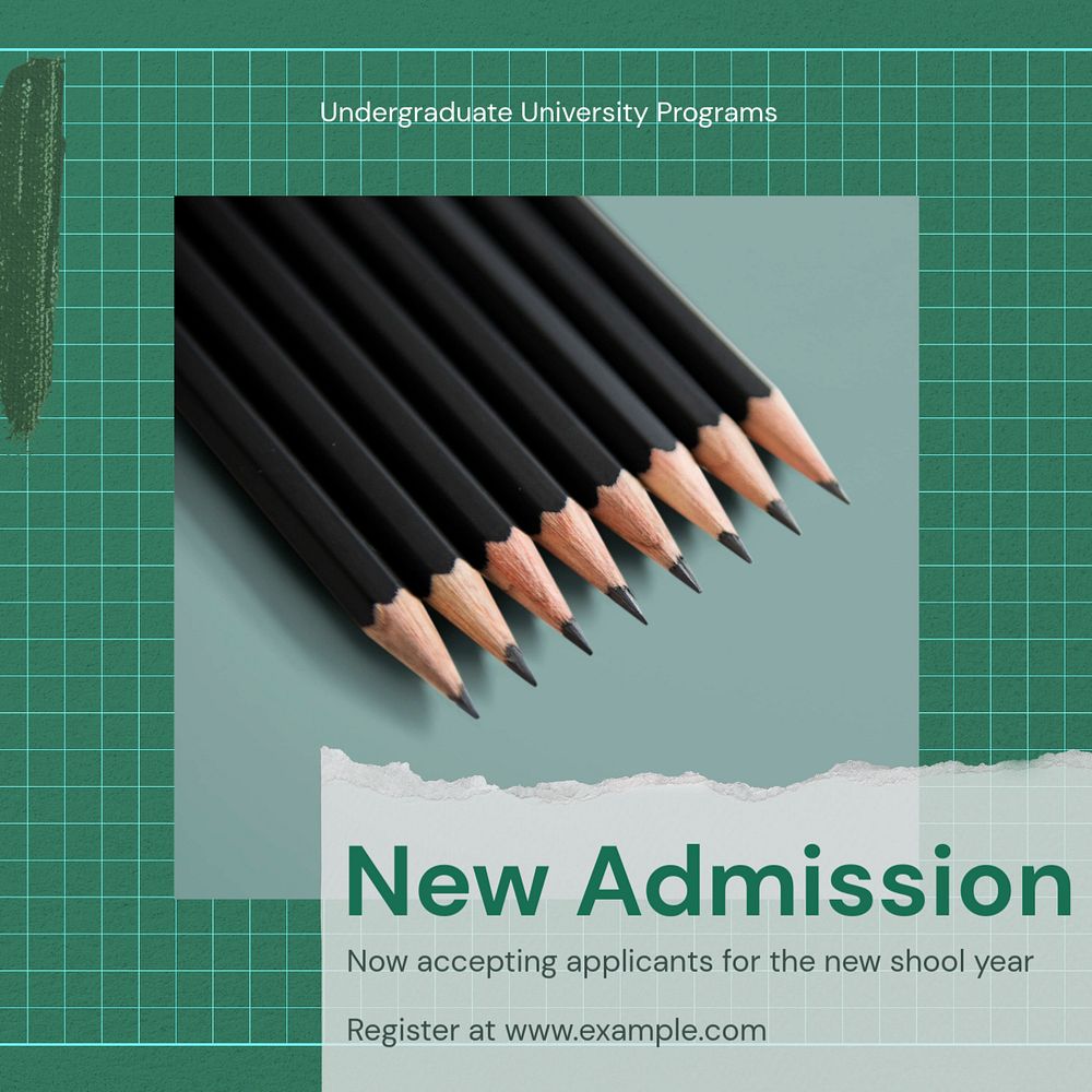 New admission Instagram post template, editable design