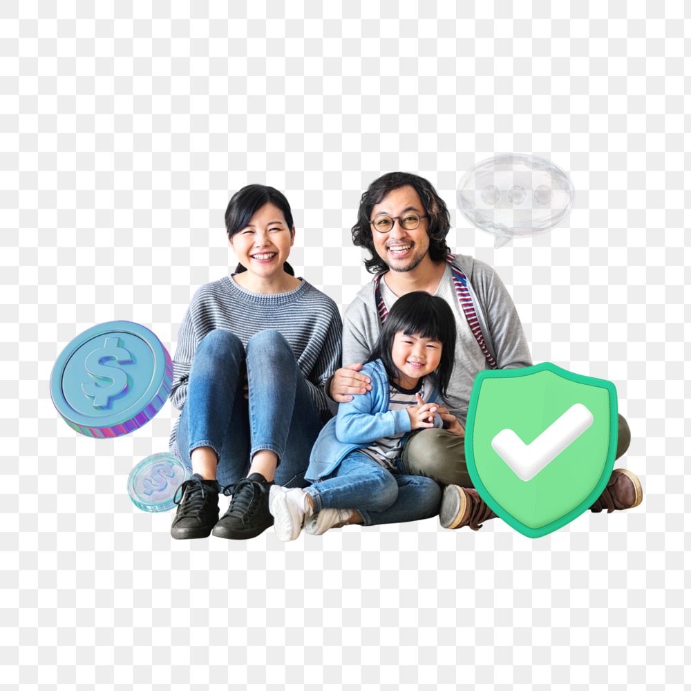 Family child financial insurance png, transparent background