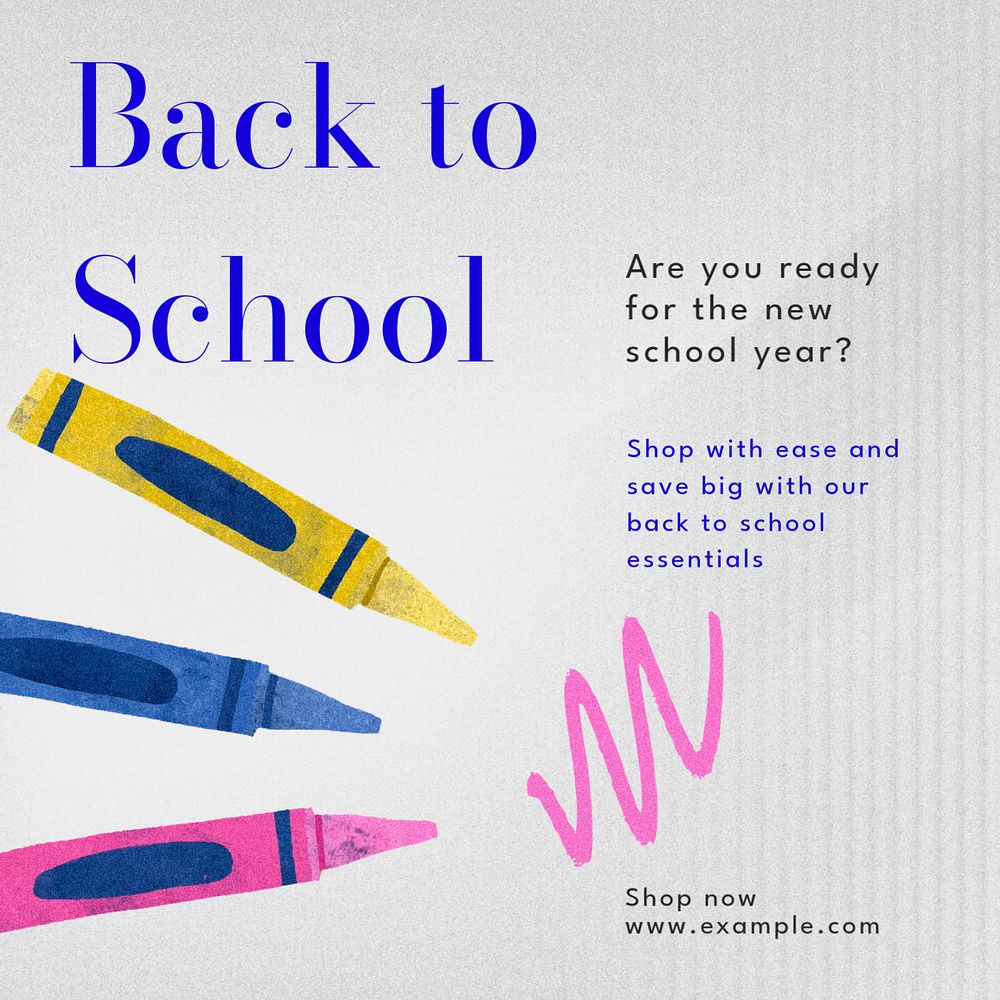 Back to school Instagram post template, editable text