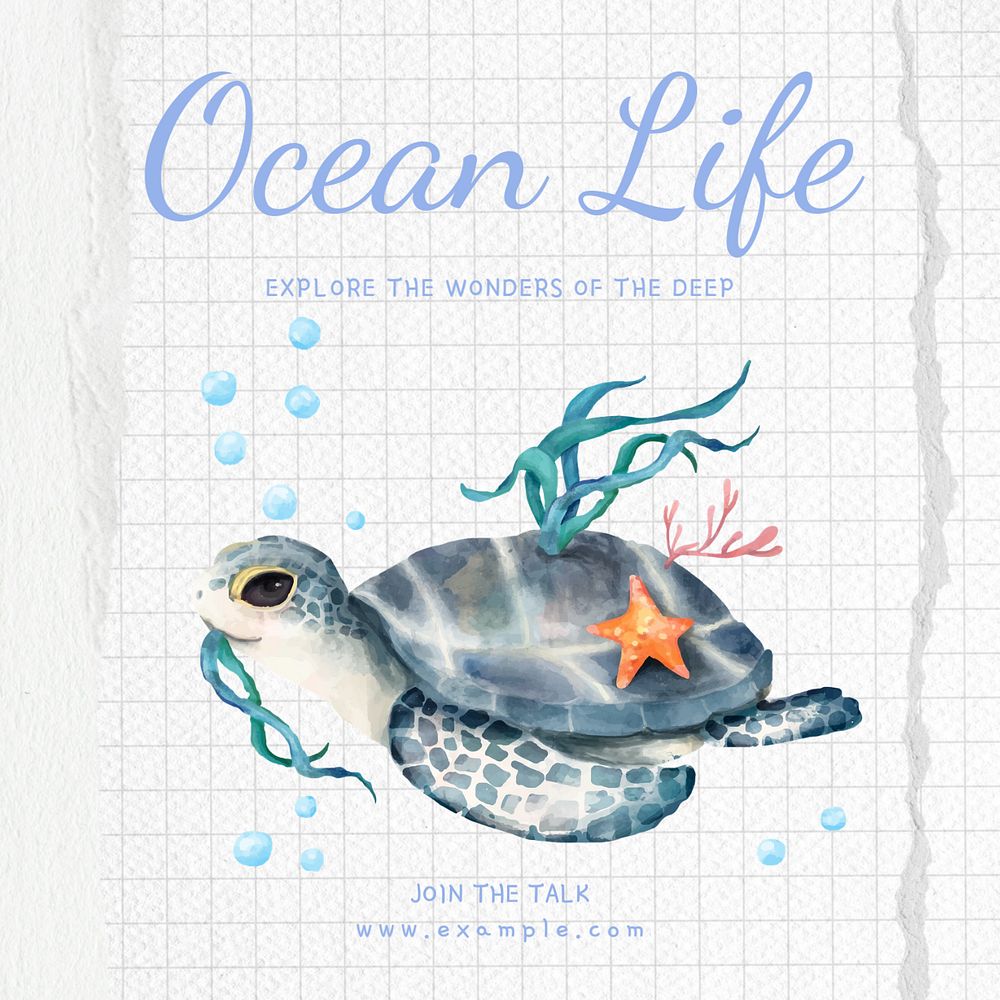 Ocean life Instagram post template, editable text