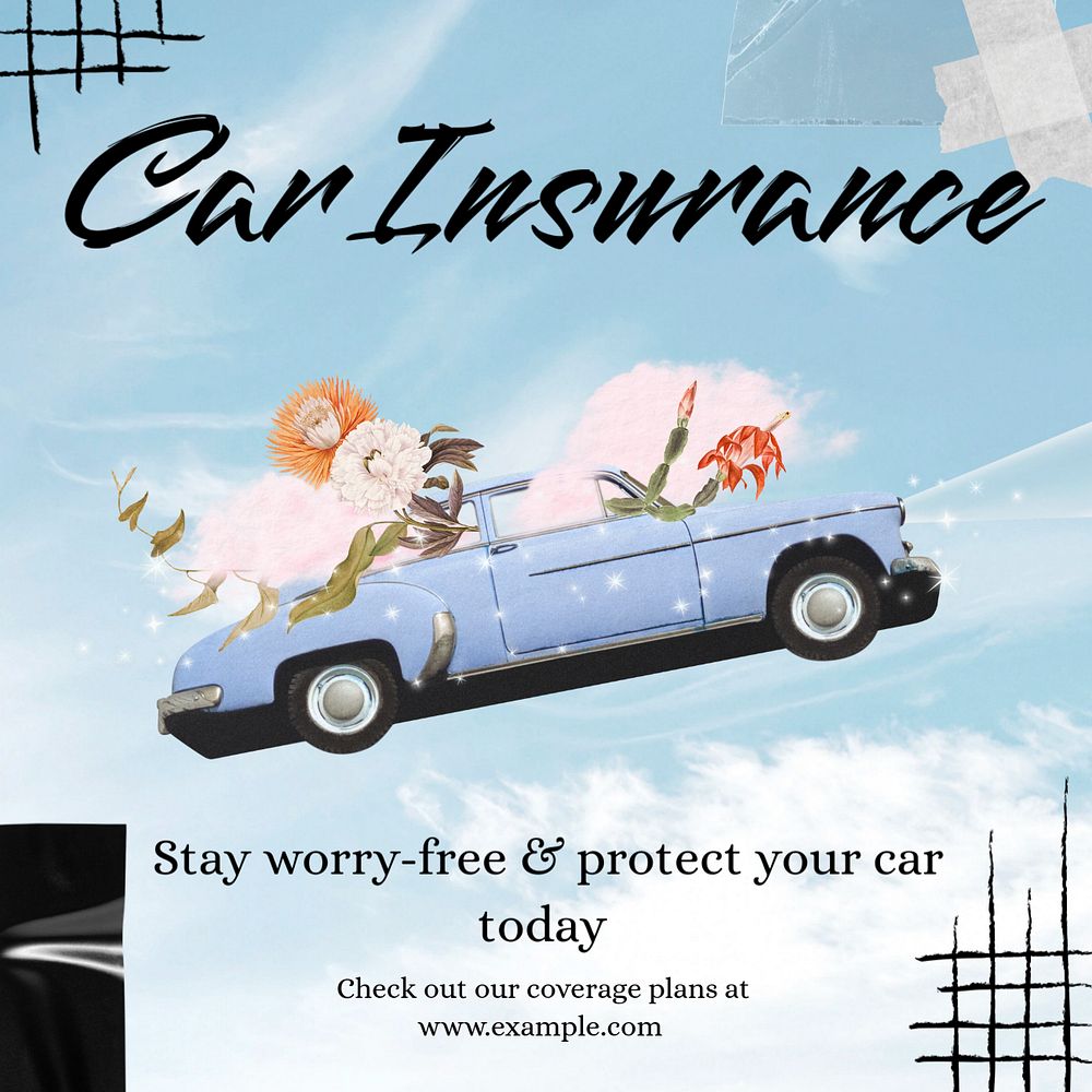 Car insurance Instagram post template, editable text