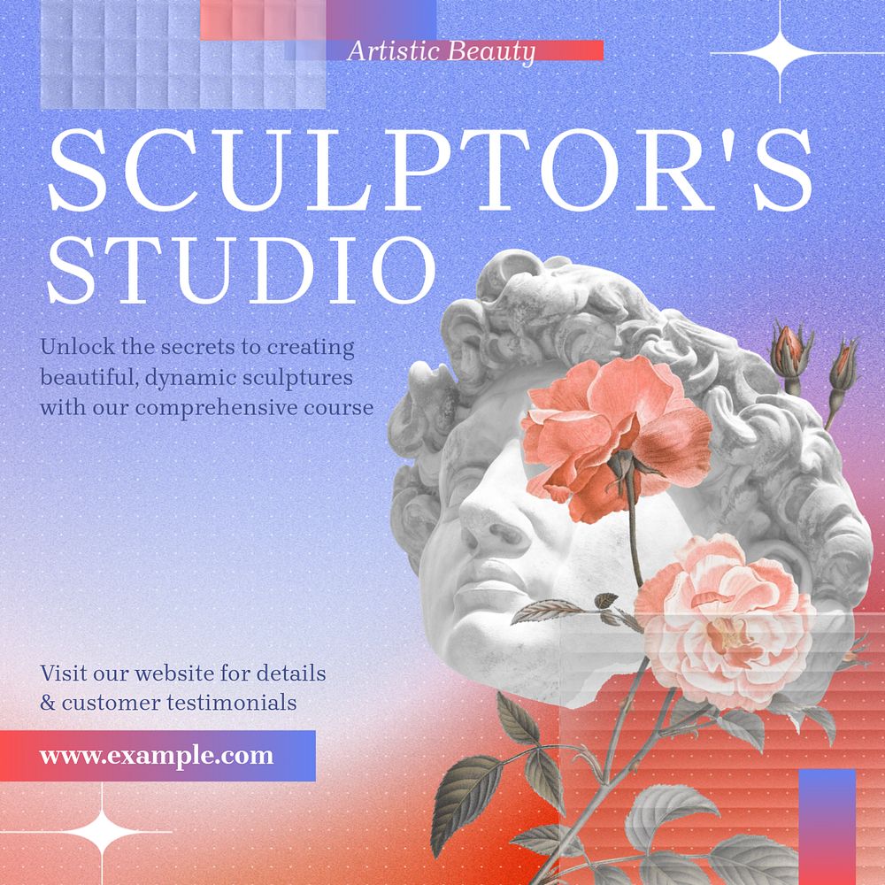 Sculptor's studio Instagram post template, editable text