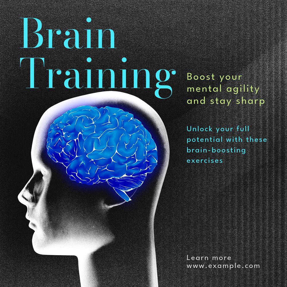 Brain training Instagram post template, editable text 