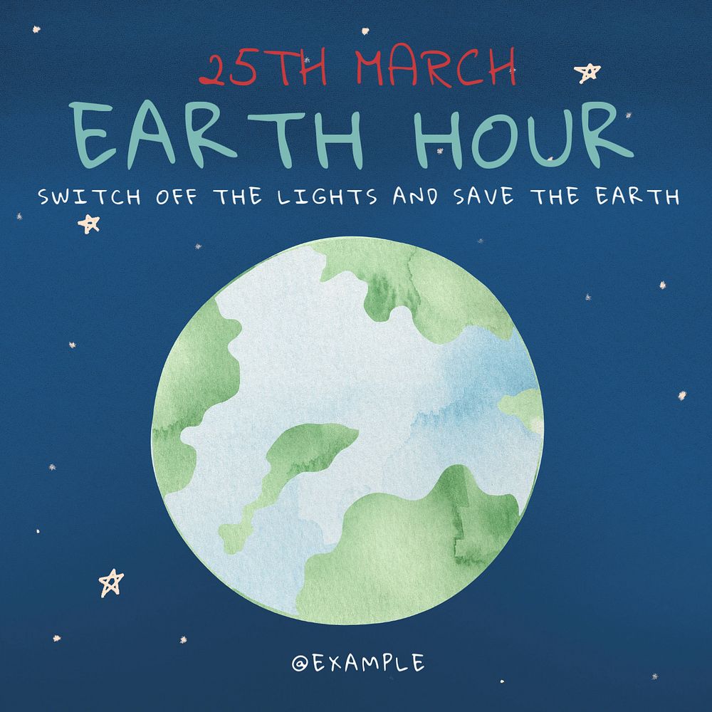 Earth hour Instagram post template, editable text