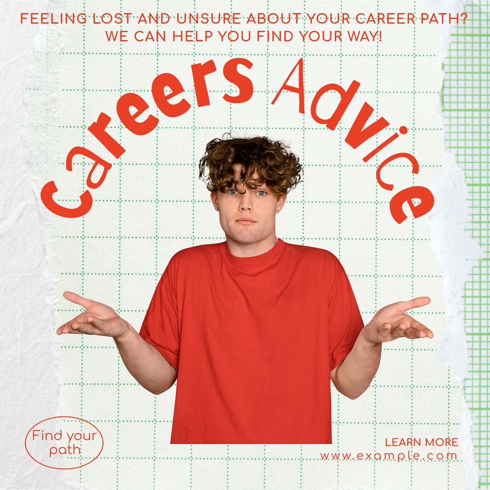 Careers advice Instagram post template, editable text