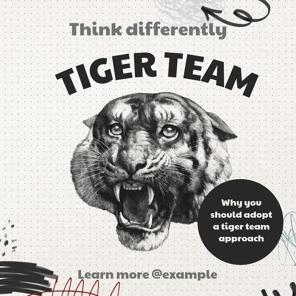 Tiger team Instagram post template, editable text