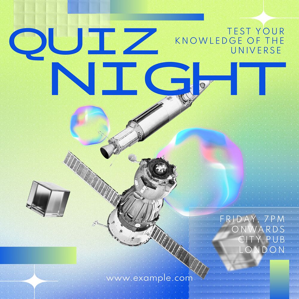 Quiz night Instagram post template, editable text