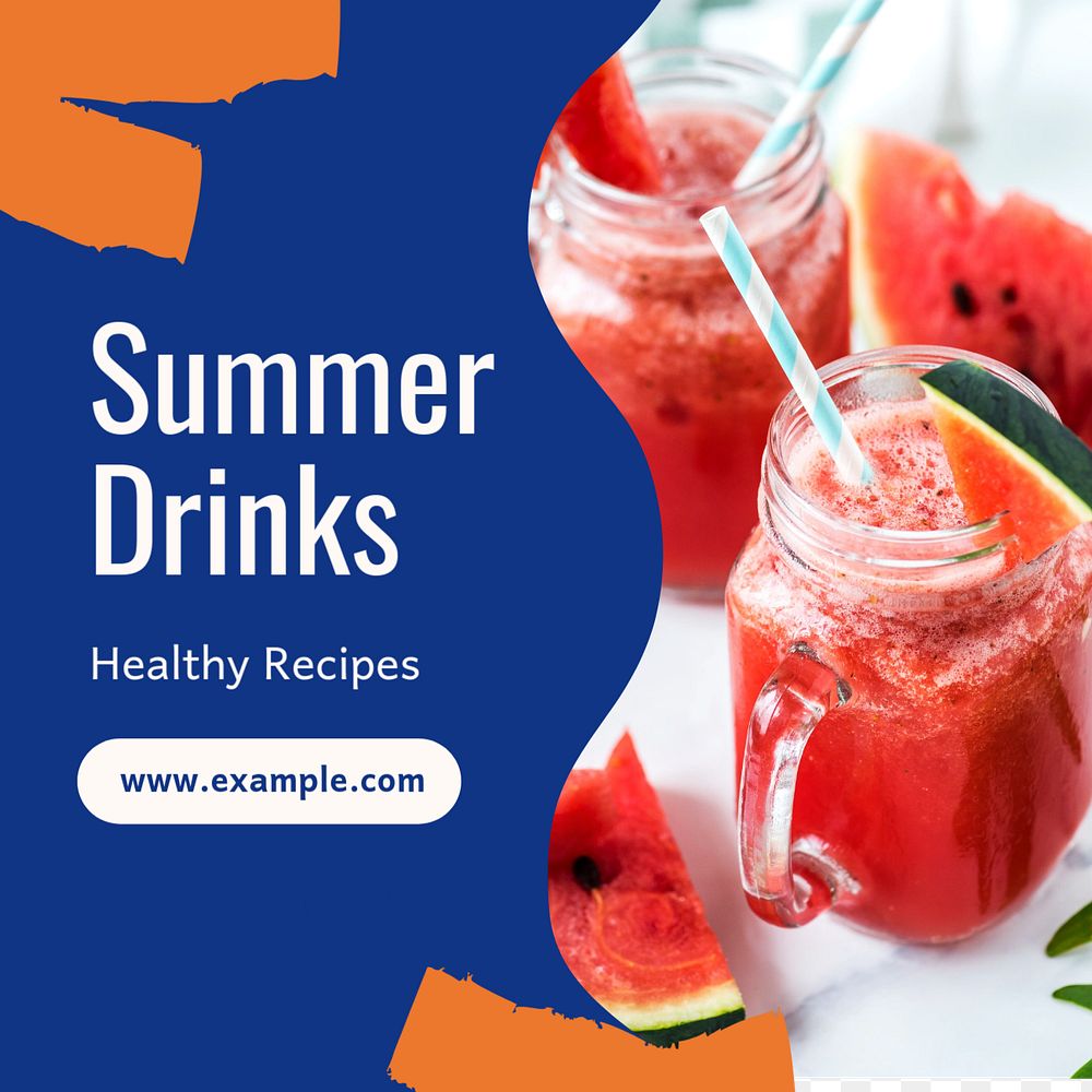 Summer drinks Instagram post template, editable text