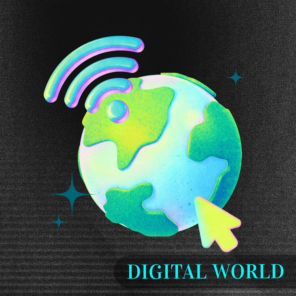 Digital world Instagram post template, editable text