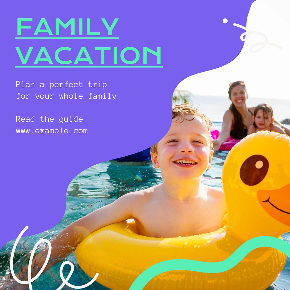 Family vacation Instagram post template, editable text