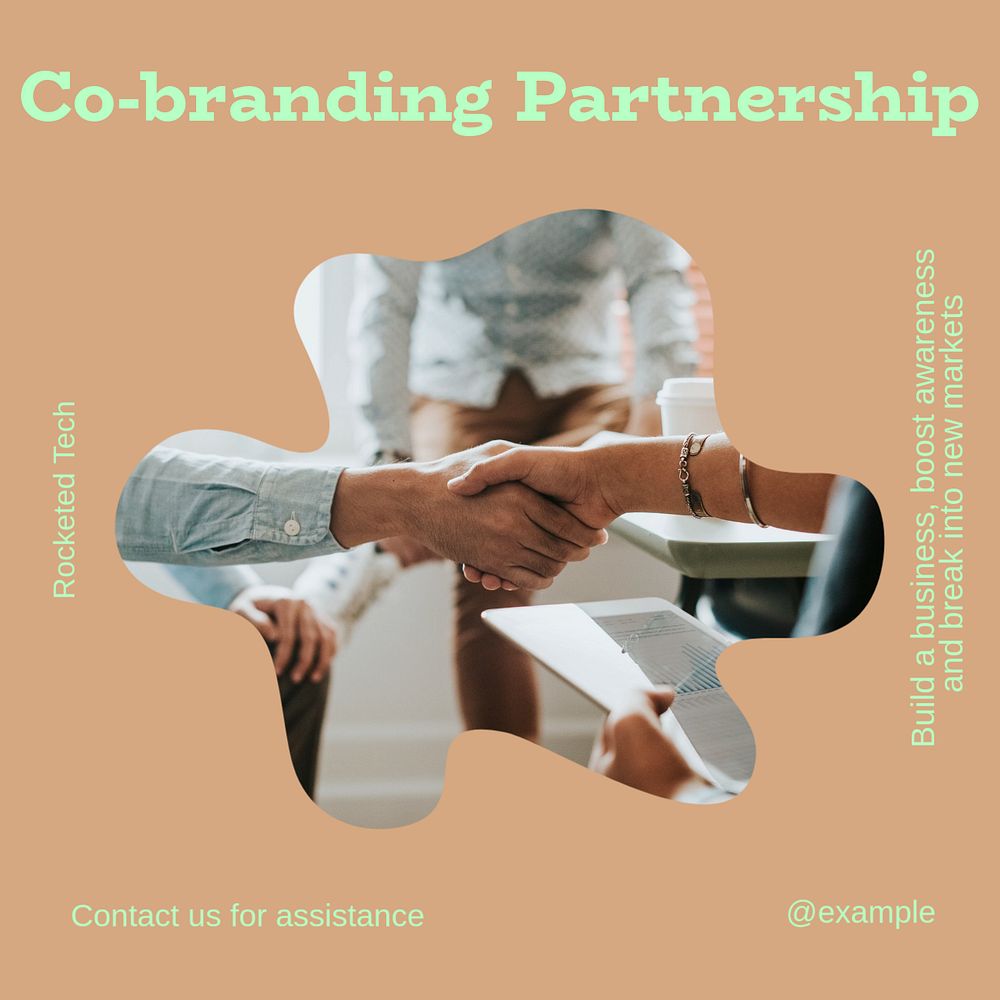 Co-branding partnership Instagram post template, editable text