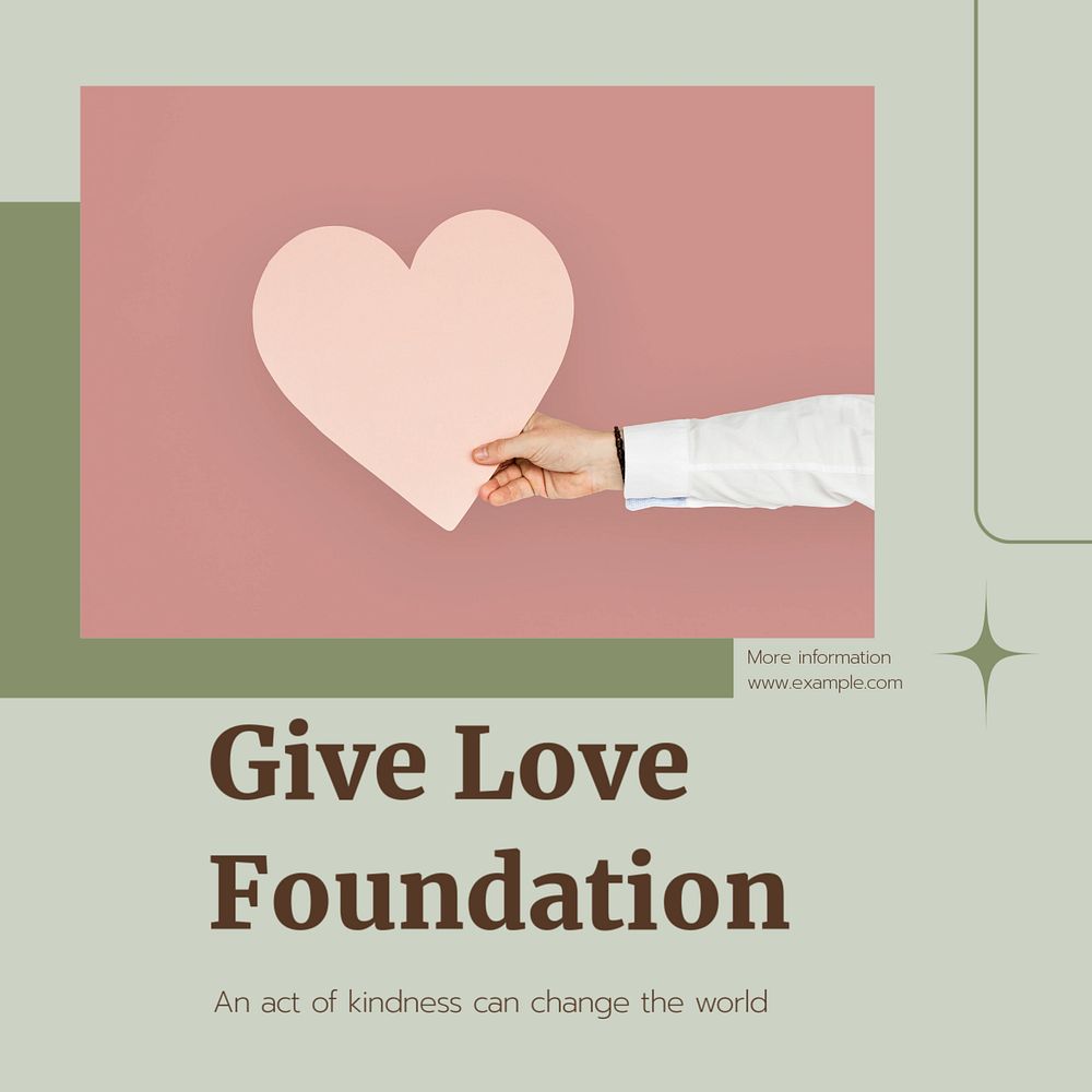 Give Love Foundation Instagram post template, editable text