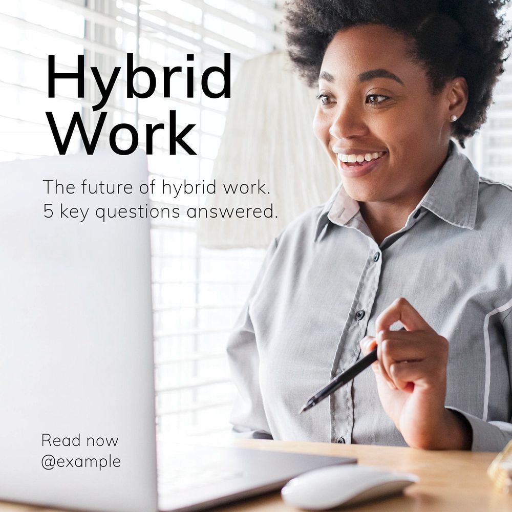 Hybrid work Instagram post template, editable text