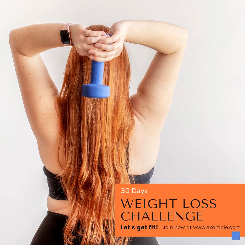 Weight loss challenge   Instagram post template, editable text