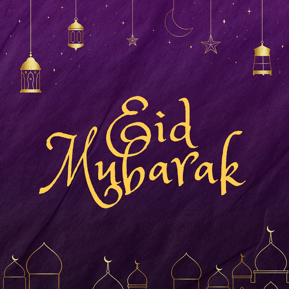 Eid Mubarak Instagram post template, editable text