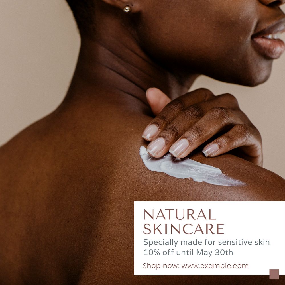 Natural skincare Instagram post template, editable text