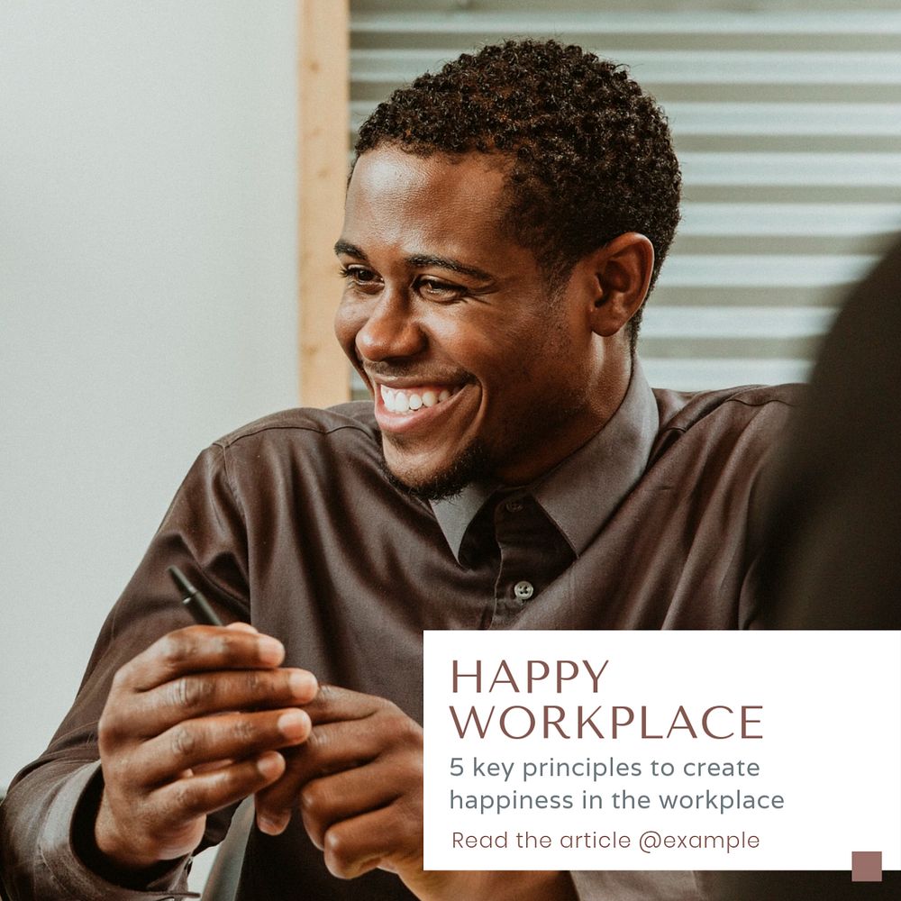 Happy workplace Instagram post template, editable text