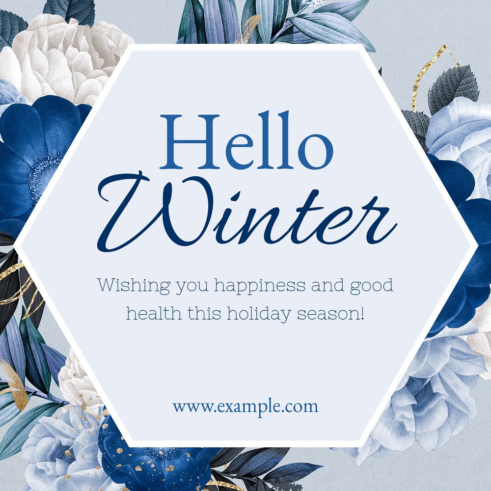 Hello winter wish Instagram post template, editable text