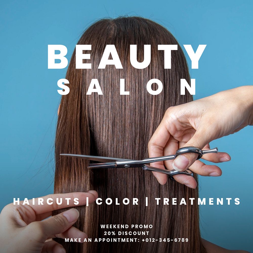 Beauty salon Instagram post template, editable text