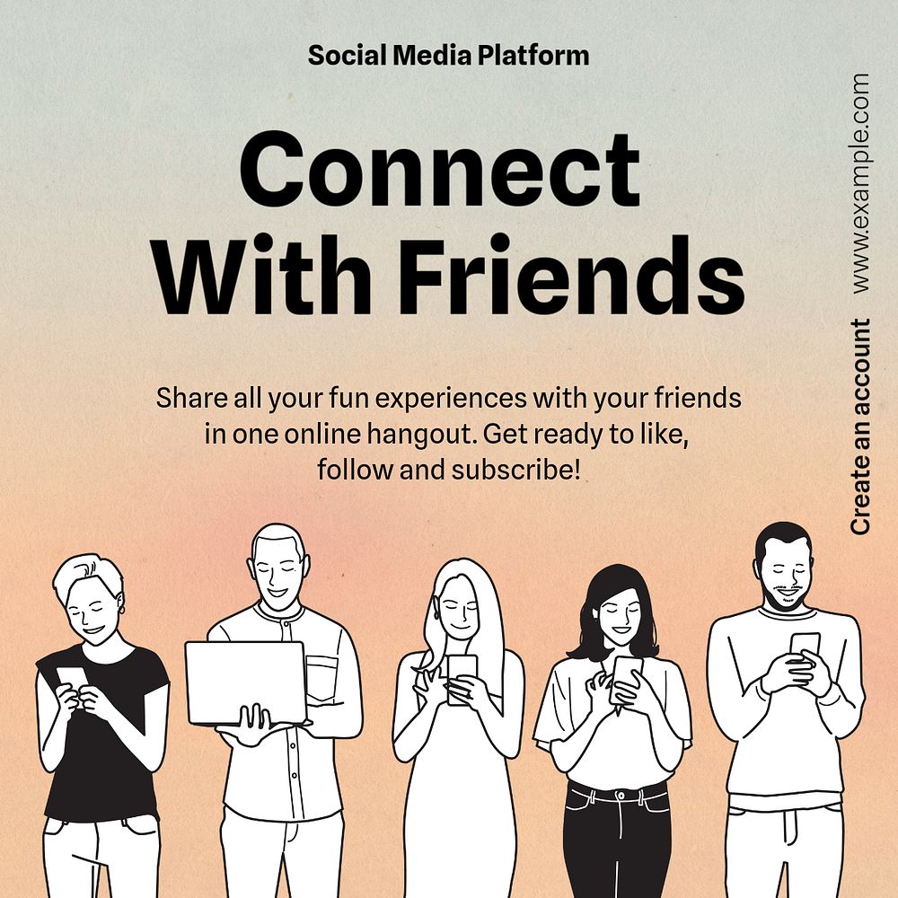 Connect with friends Instagram post template, editable text