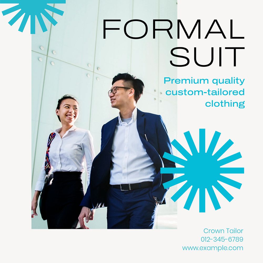 Formal suit Instagram post template, editable text