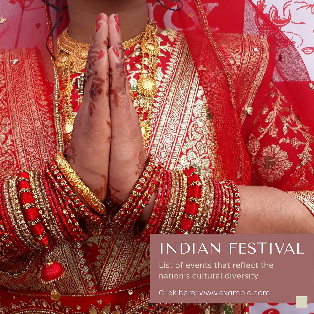 Indian festival Instagram post template, editable text