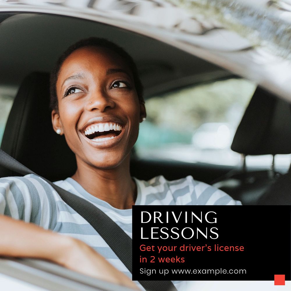 Driving lessons Instagram post template, editable text