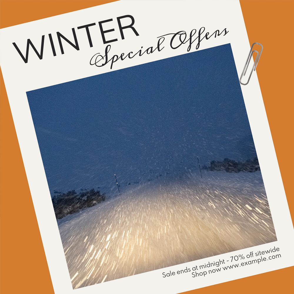 Winter sale Instagram post template, editable text